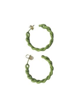 Sheila Fajl Green Painted Petite Chain Hoops